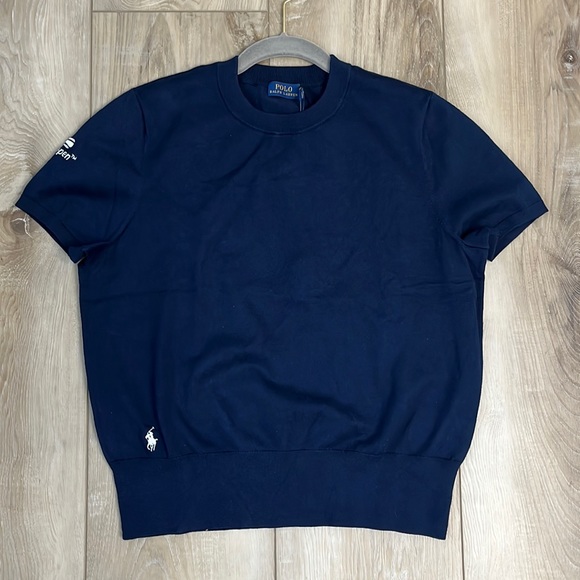 Polo Ralph Lauren US Open Tennis 2019 Navy Short Sleeve Sweater Size XL NEW - Picture 1 of 6